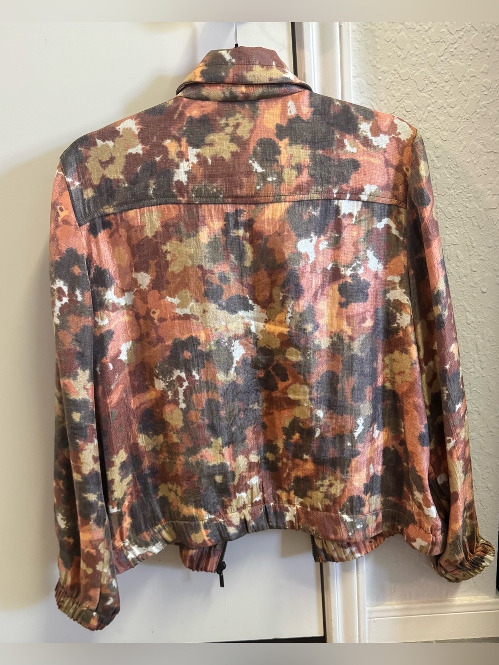 Ruby Rd. Coper and Brown/Multi-Color Abstract Bomber Jacket - Picture 3 of 4